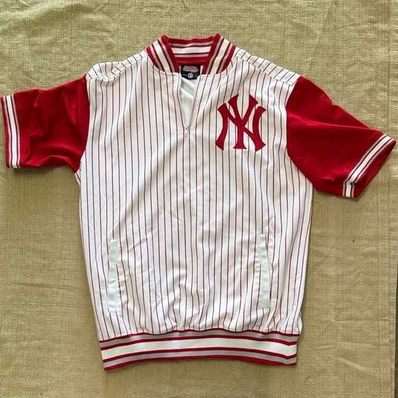 Stitches Red and White Striped NY Yankee Men's Jersey .size XL - Picture 1 of 5